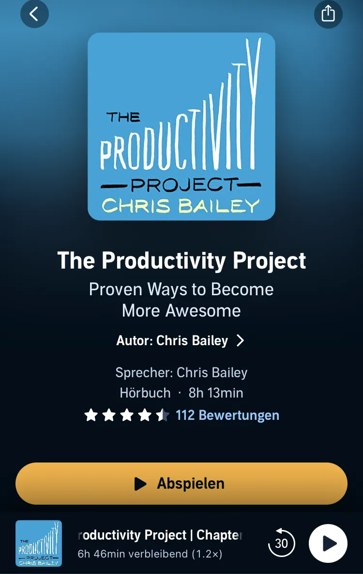 The Productivity Project audiobook cover by Chris Bailey