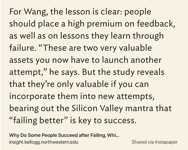quote from northwestern university research on failure