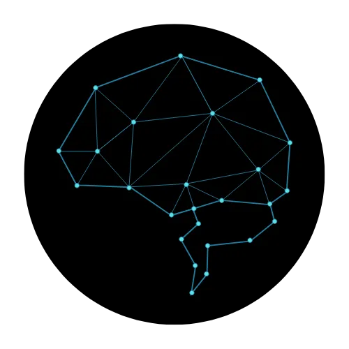 Neurohackingly logo with a blue network brain on a black circle