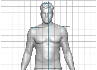 Scaneca front body diagram showing shoulder height imbalance