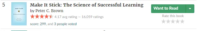 Goodreads listing for Make It Stick with rating and review count