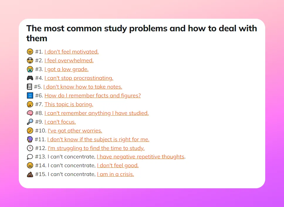 the 15 most common study problems and how to solve them